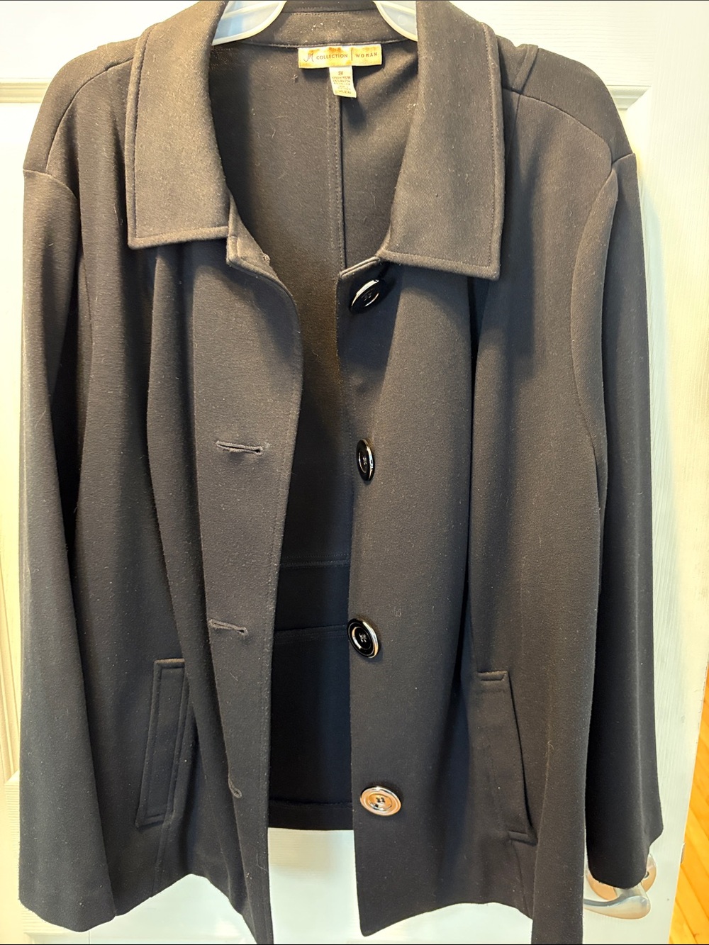 WoMen's Black Wool Blend Single-Breasted Coat